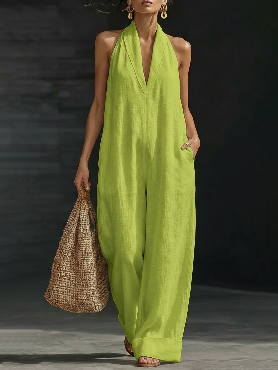 Plus Size Friendly Minimalist And Elegant Cozy Linen Jumpsuit