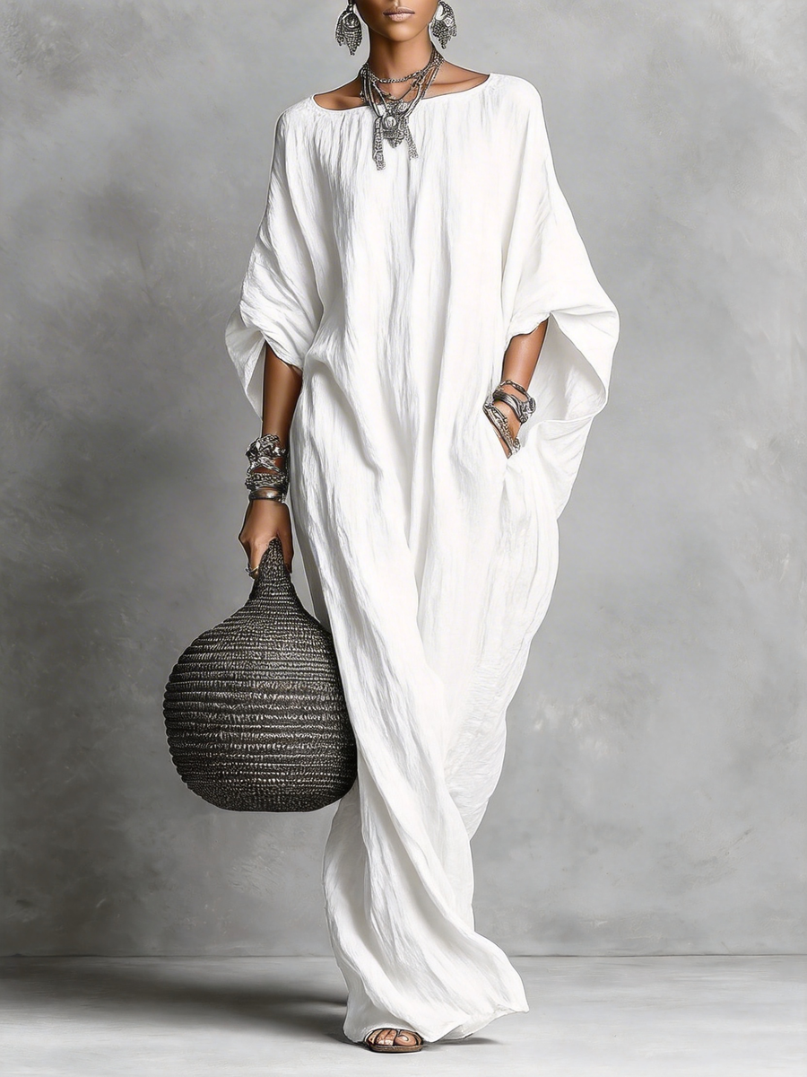 Minimalist Casual Sleeveless Cotton And Linen Long Dress