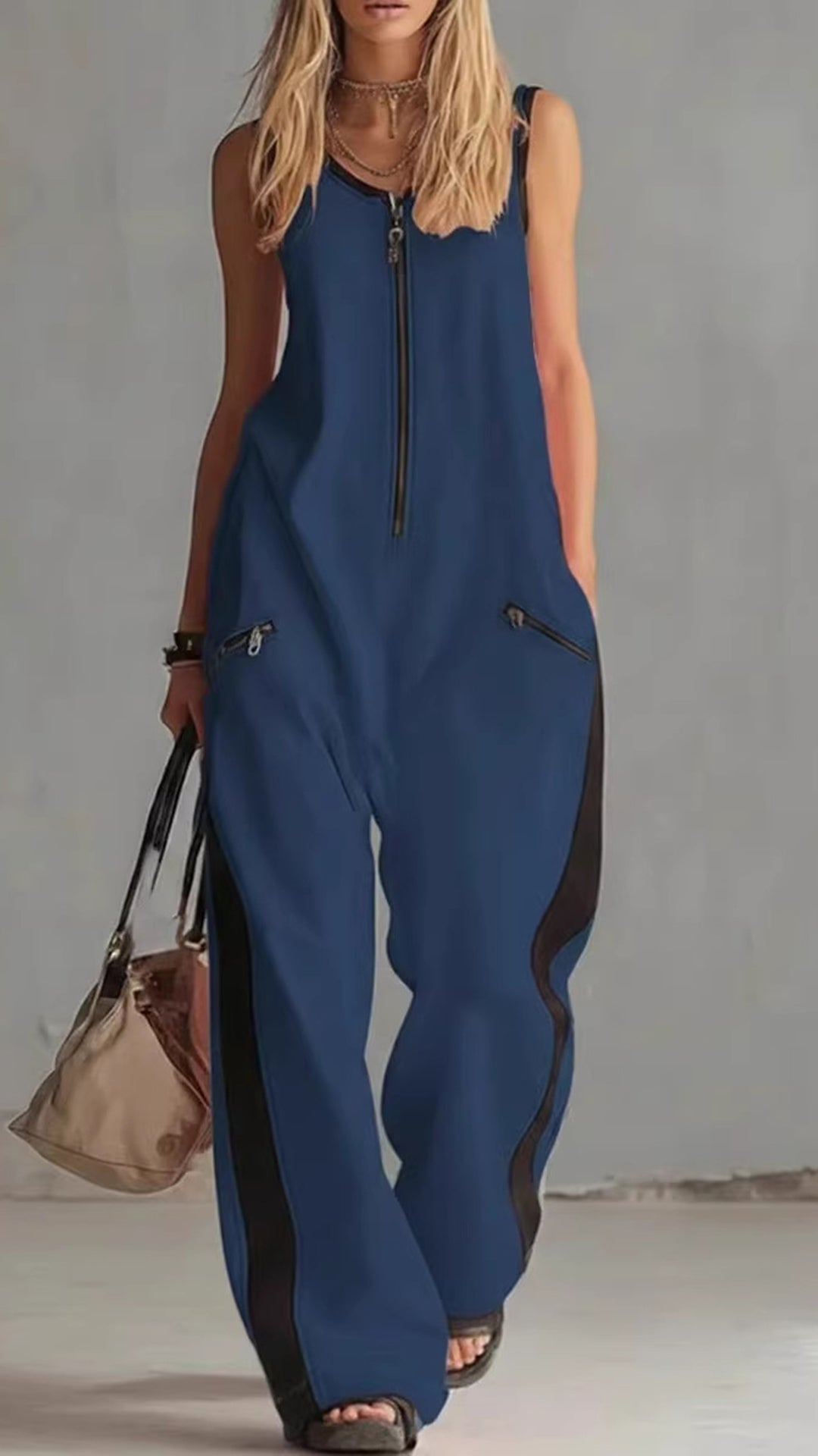 Women's Color-Block Cotton Jumpsuit