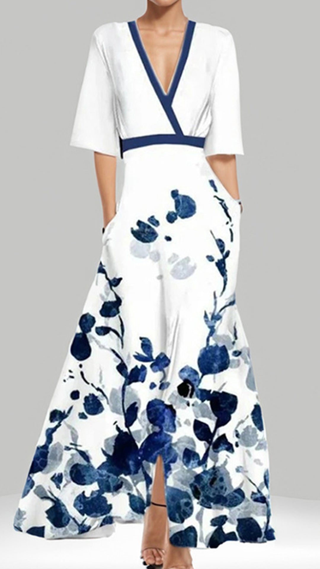 Women's Floral Print Cotton-Blend Maxi Dress