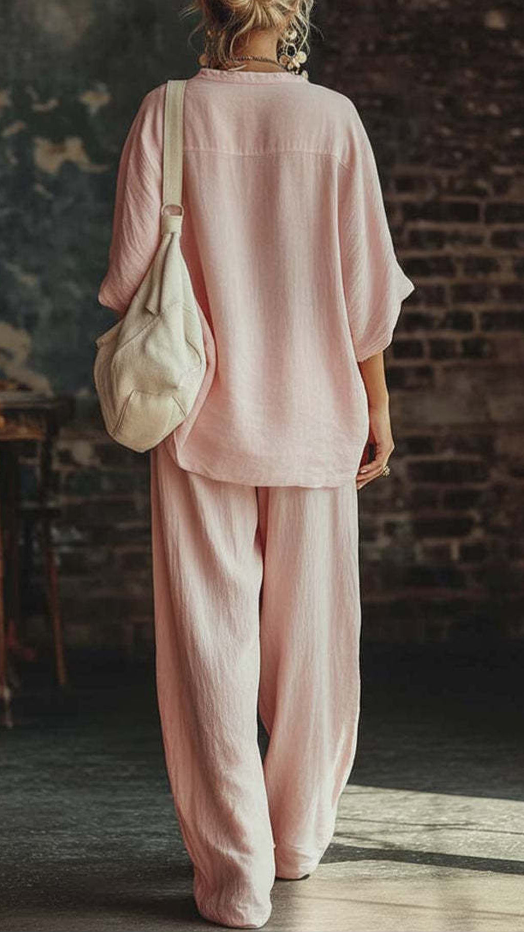 Women's  Relaxed Cotton-Blend Two-Piece Set