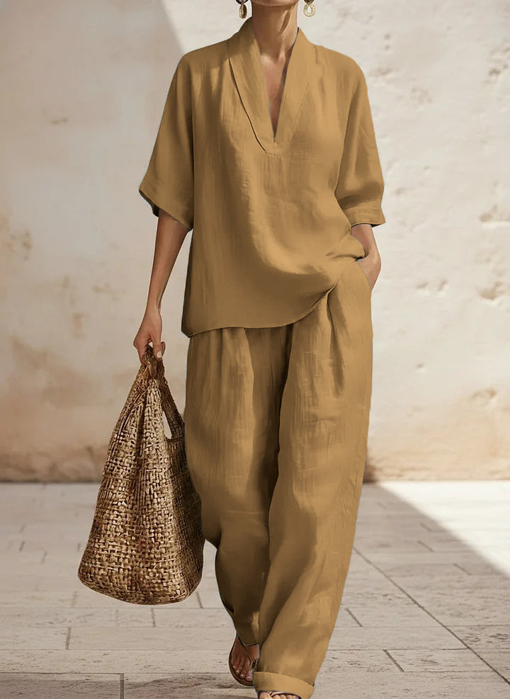 Plus Size Friendly New Arrivals🔥 Women's Casual Cozy Minimalist Linen Two-piece Set
