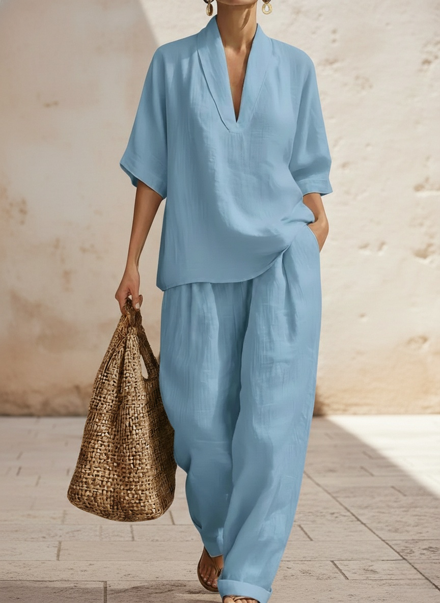 Plus Size Friendly New Arrivals🔥 Women's Casual Cozy Minimalist Linen Two-piece Set