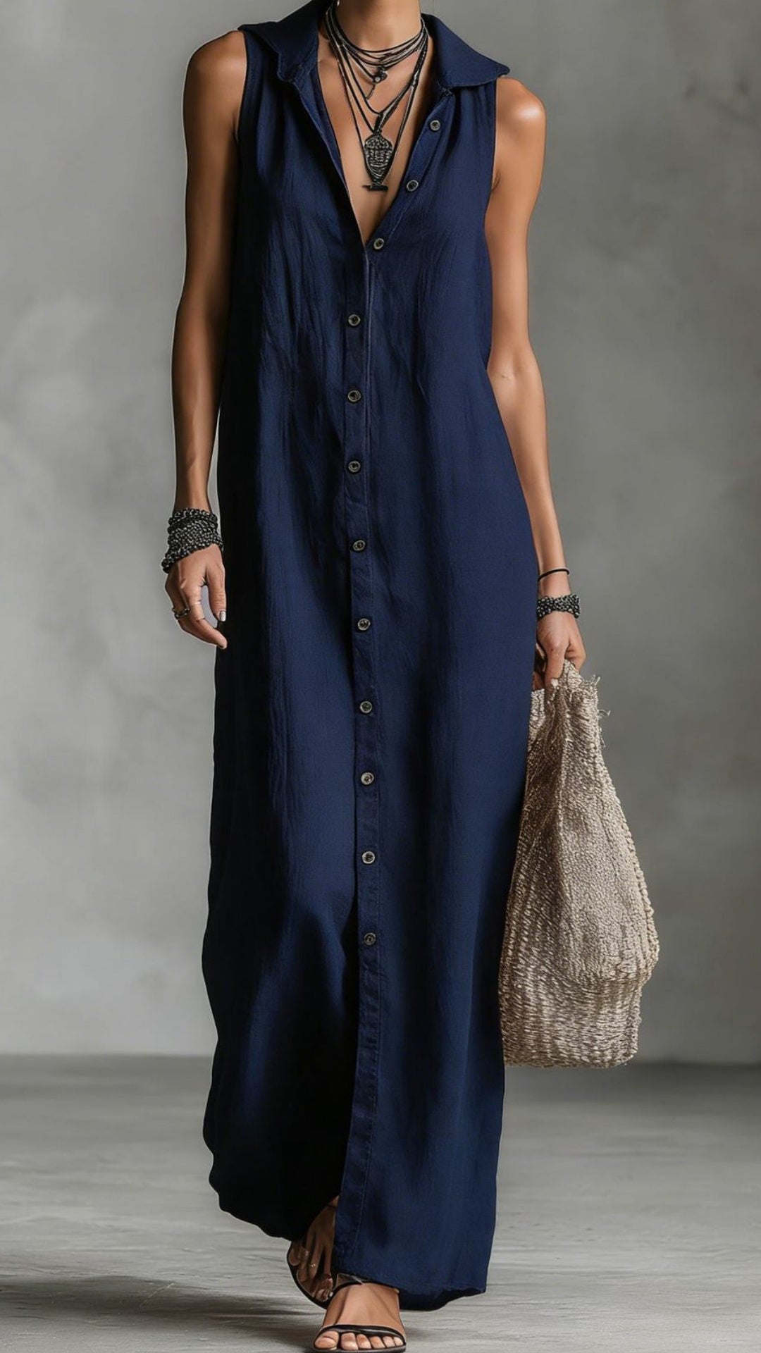 Women's button-down sleeveless hooded dress