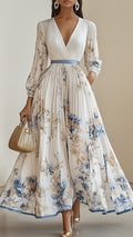 Women's Floral Print Cotton-Blend Maxi Dress