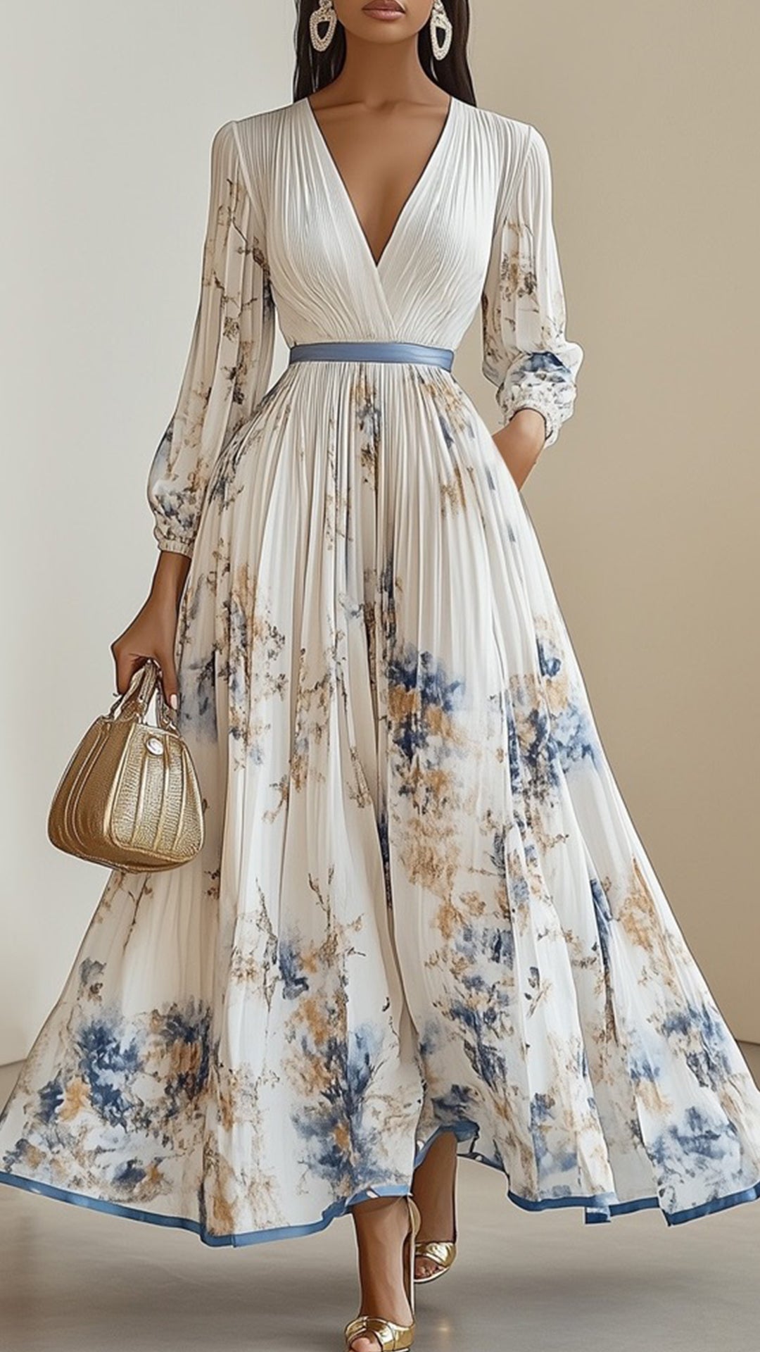 Women's Floral Print Cotton-Blend Maxi Dress