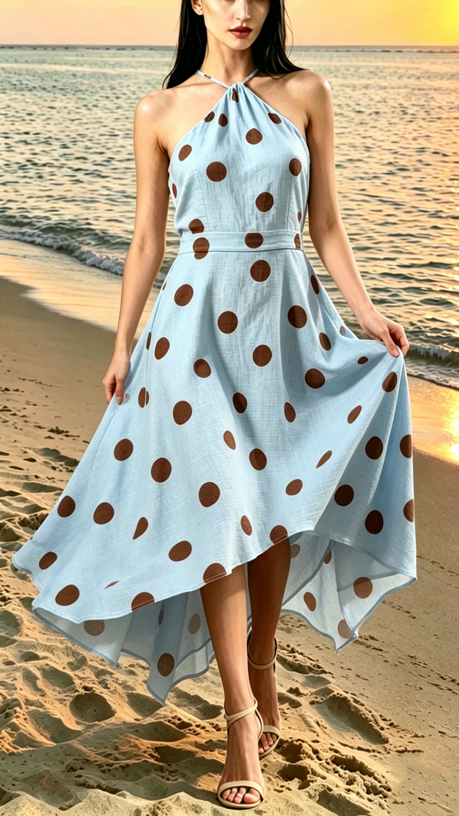 Women's Polka-Dot Halter Dress