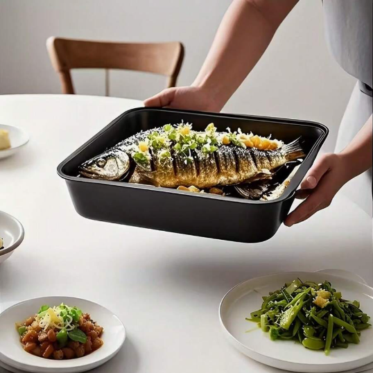3-Piece Set Of Carbon Steel Non Stick Baking Tray, 3 Size Combinations, Household Square Baking Tray, Durable Baking Tray That Can Touch Food. Used For Making Cakes, Bread, Toast, Pastries, Etc. Multi Functional Baking Tray, Kitchen Baking Supplies