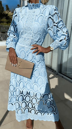 Women's Lace Cotton-Blend Midi Dress