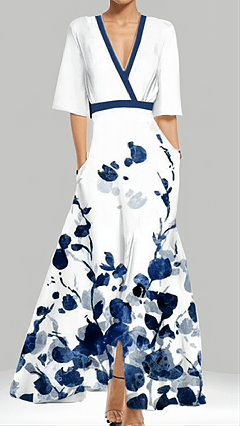 Women's Floral Print Cotton-Blend Maxi Dress