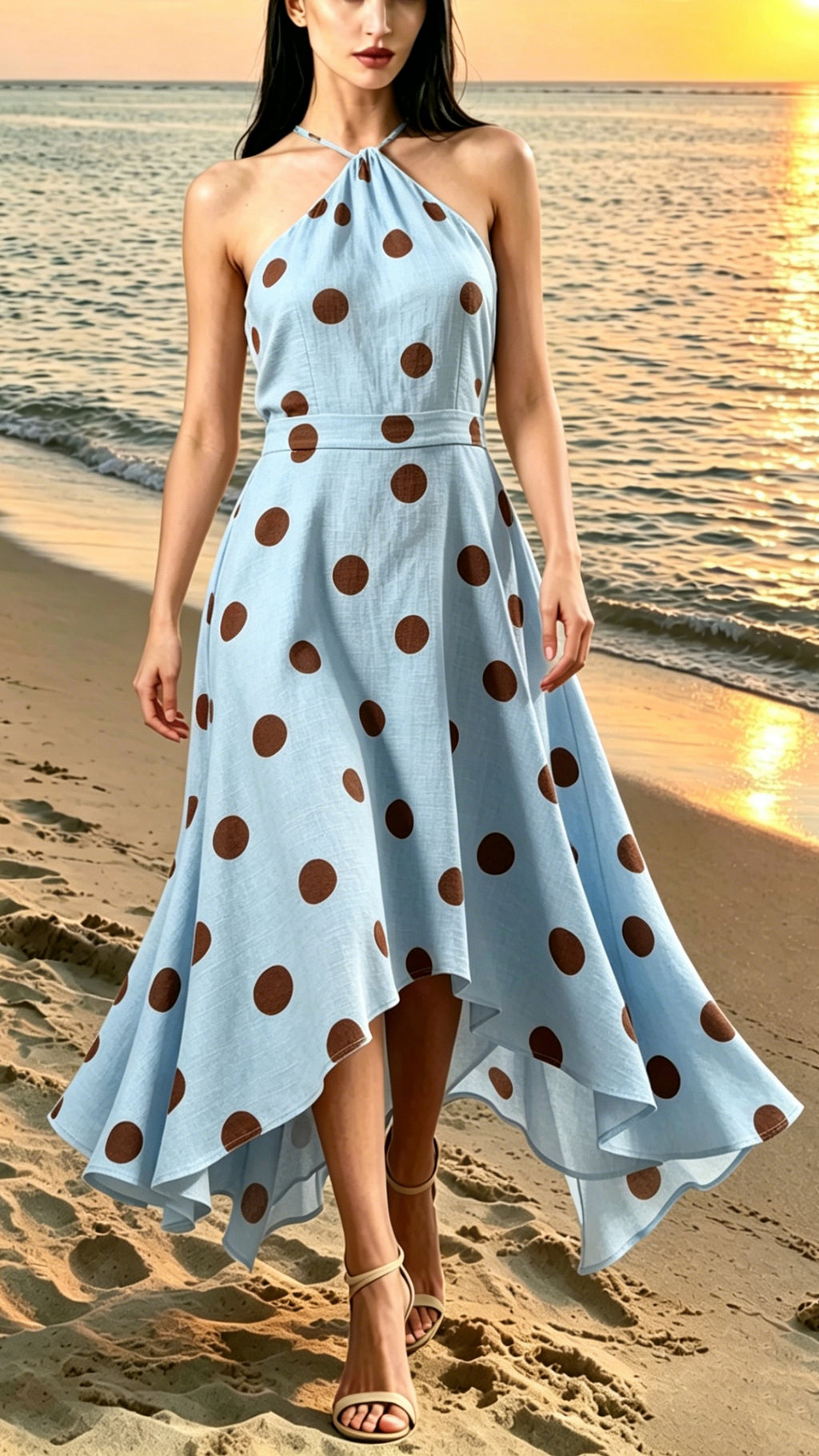 Women's Polka-Dot Halter Dress