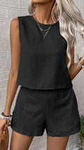 Women‘s Solid Sleeveless Tank Top & Shorts Set
