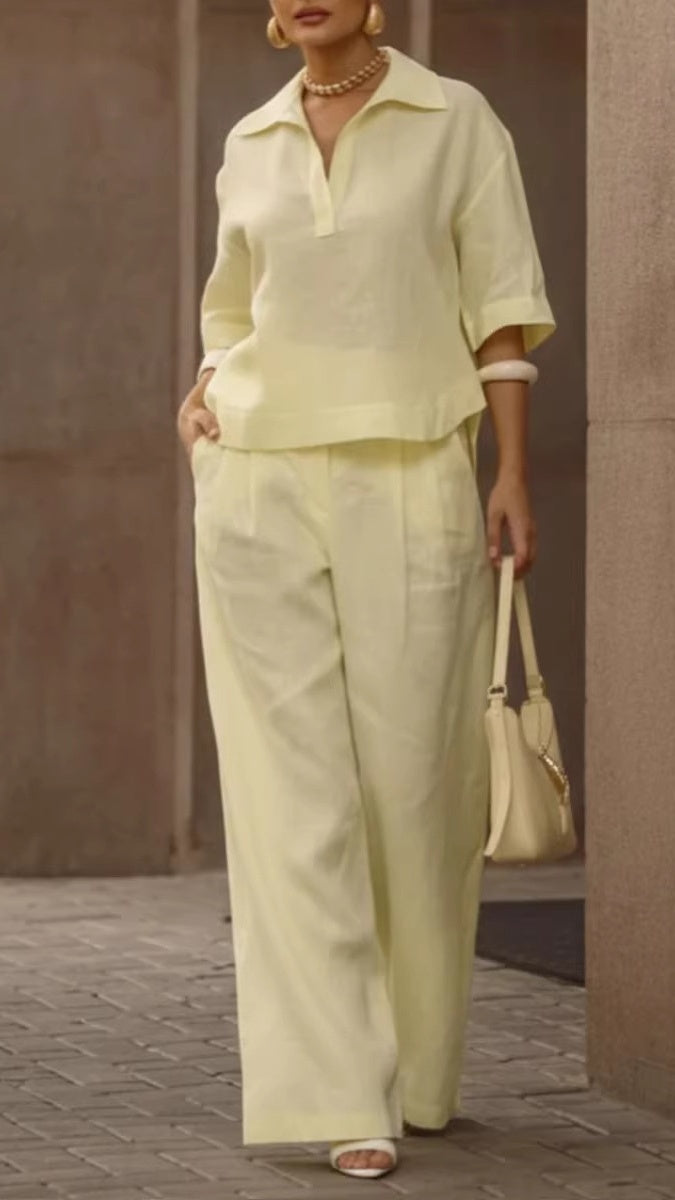 New Arrivals🔥Women's Solid Cotton Linen Two-Piece Set