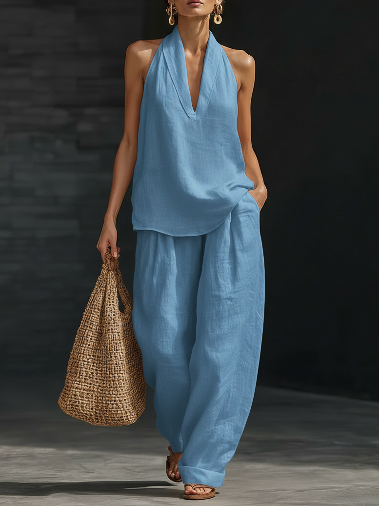 Plus Size Friendly Casual And Cozy Minimalist Linen Two-piece Set
