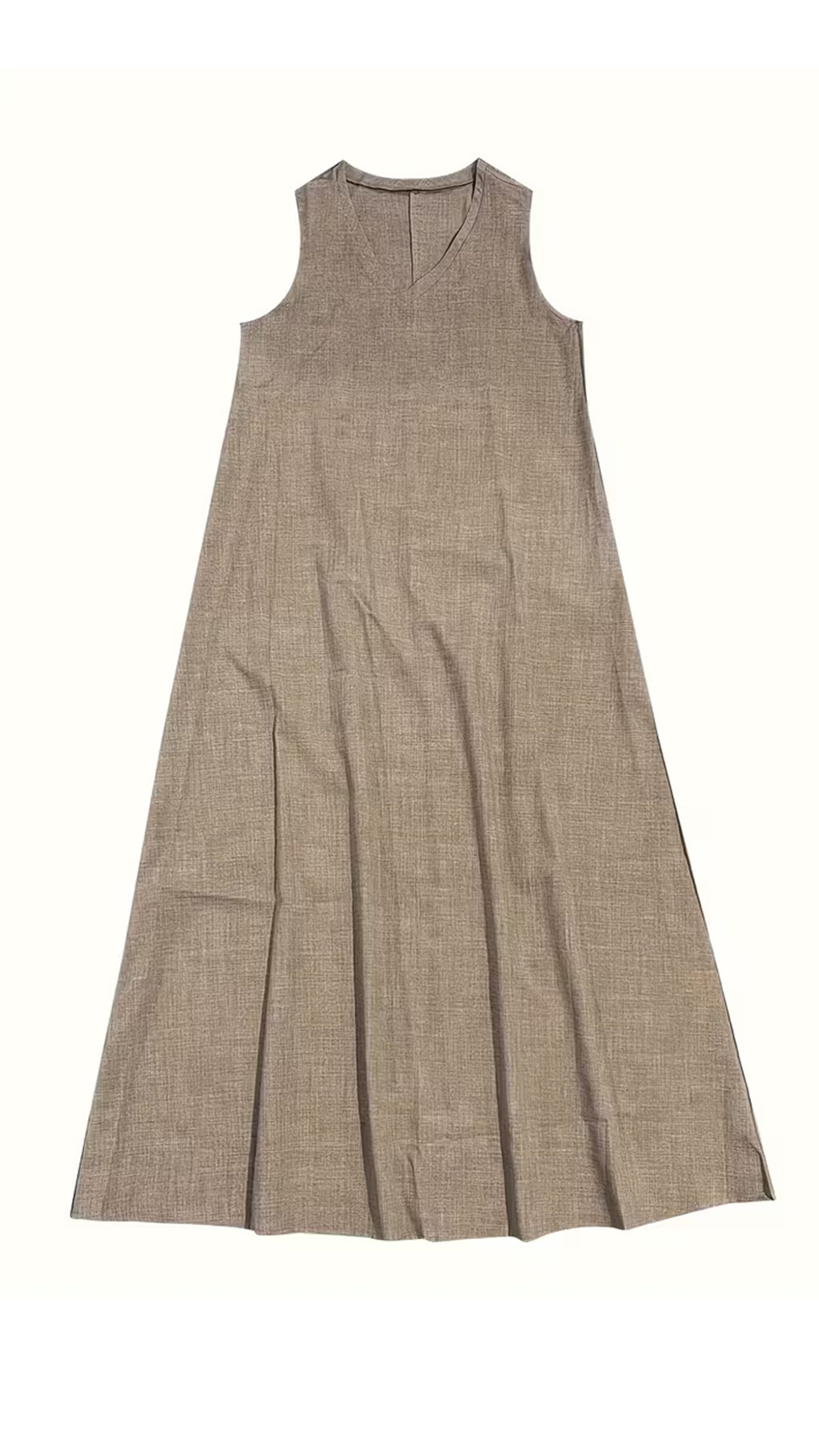 Women's Vintage-effect V-neck Sleeveless Loose Maxi Dress