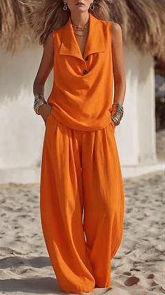 Women's Elegant & Flowy Lapel Two-Piece Set