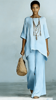 Plus Size Friendly Women's Elegant & Simple Loose-Fit Solid-Color Top and Wide-Leg Pants Set