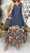 Women's Printed Loose Sleeveless Maxi Dress
