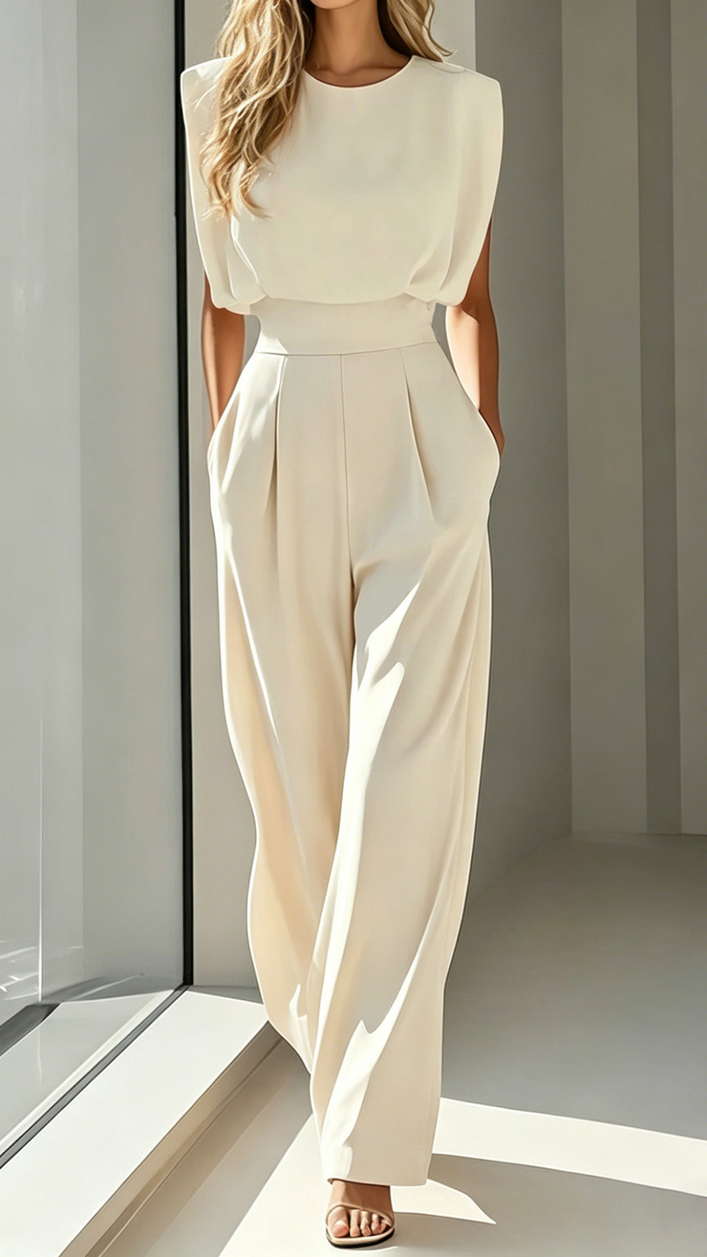 Women's Cotton-Blend Waisted Jumpsuit