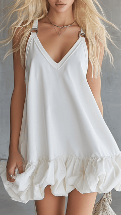 Women's Elegant Casual Solid-Color V-Neck Ruffled Mini Dress