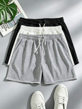 Men's Frayed Hem Straight Leg Athletic Shorts, Distressed Waist With Drawstring Design, Casual Style, Smooth Fabric, Light Gray, Suitable For Gym And Sports Activities
