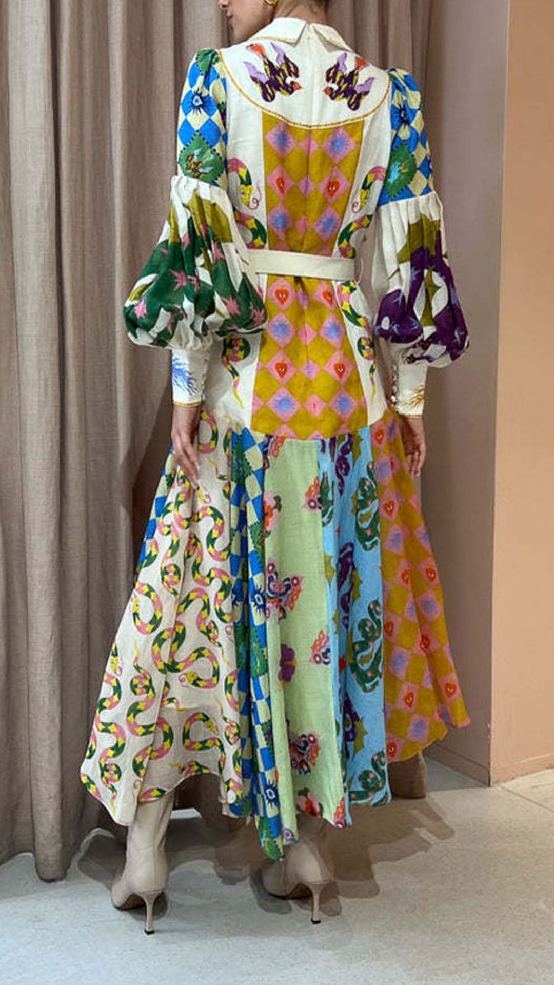 🔥Hot sale🔥Women's Retro Art Print Shirt Dress