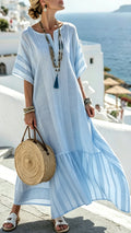Women's Digitally Printed V-Neck Midi Dress with Half Sleeves