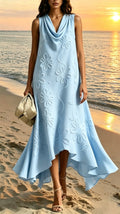 Women's Sleeveless Floral Cowl-Neck Dress