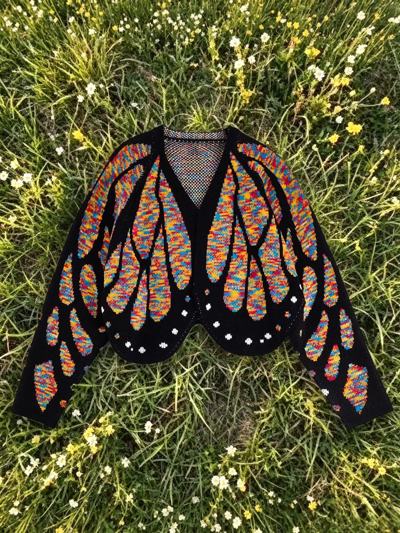 Women's Trendy Butterfly Wings KnitCardigan, Front Open V Neck, Bat Sleeve ShortDesign, Casual Fashion Knitwear Knit Coat forVacation Parties