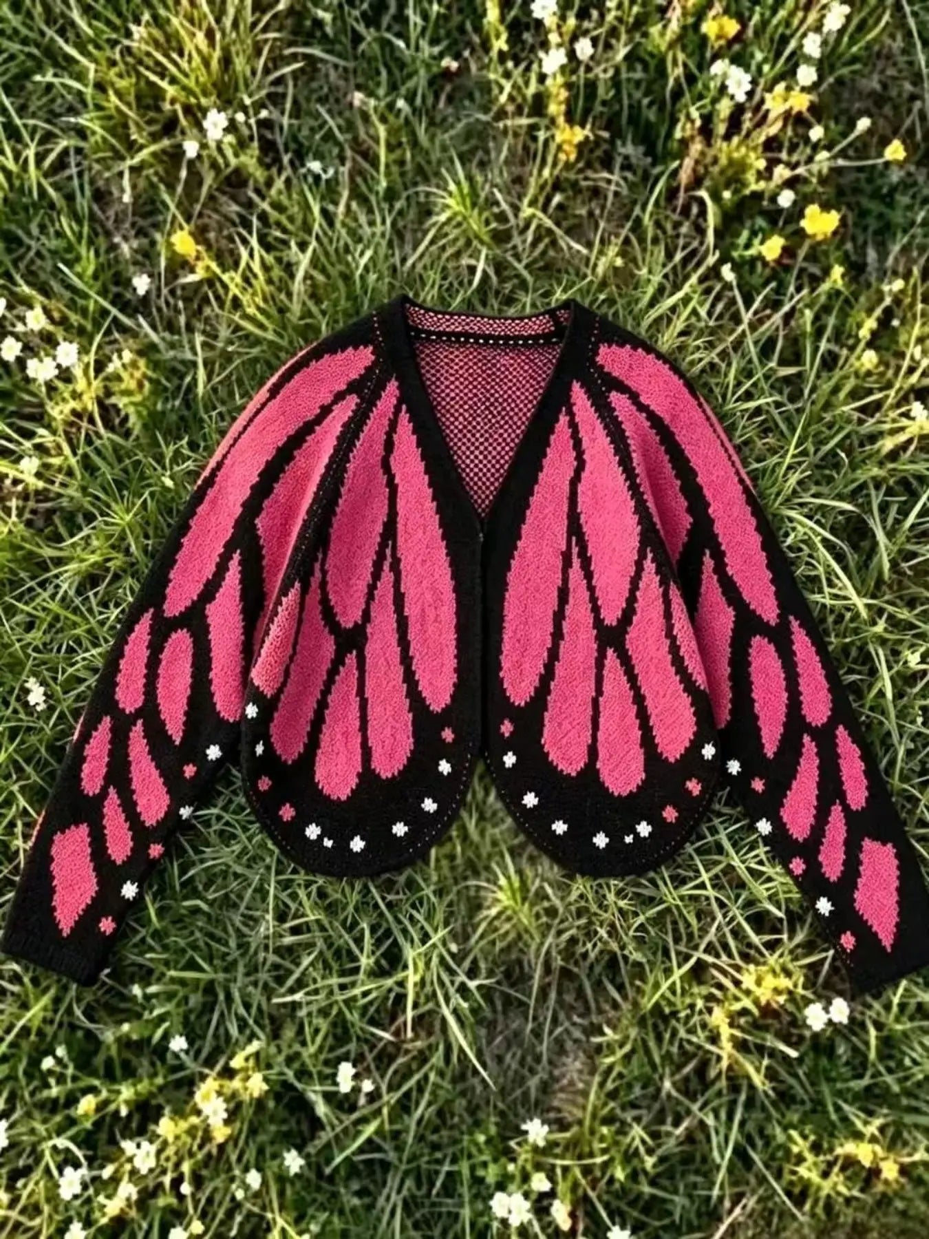 Women's Trendy Butterfly Wings KnitCardigan, Front Open V Neck, Bat Sleeve ShortDesign, Casual Fashion Knitwear Knit Coat forVacation Parties