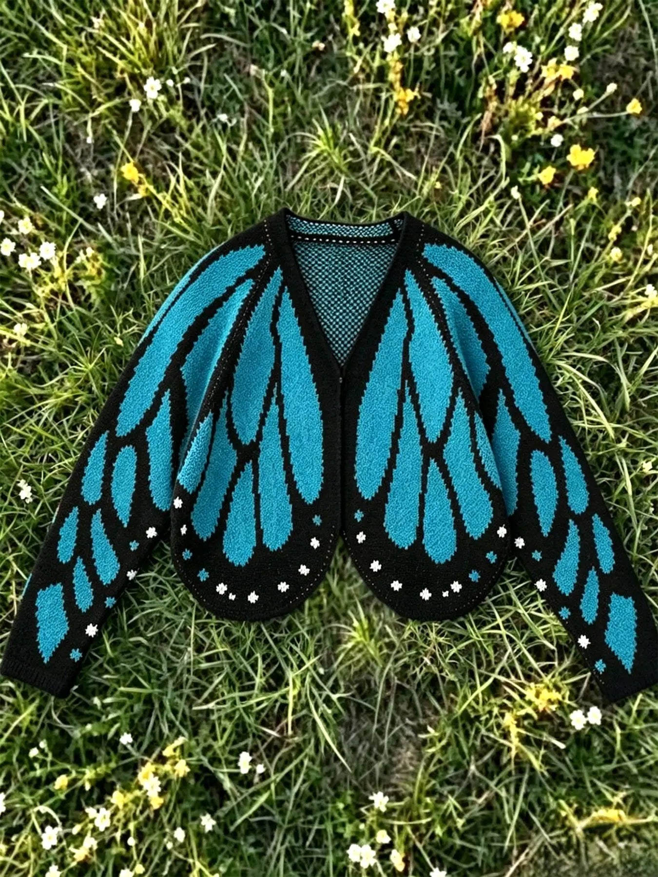 Women's Trendy Butterfly Wings KnitCardigan, Front Open V Neck, Bat Sleeve ShortDesign, Casual Fashion Knitwear Knit Coat forVacation Parties