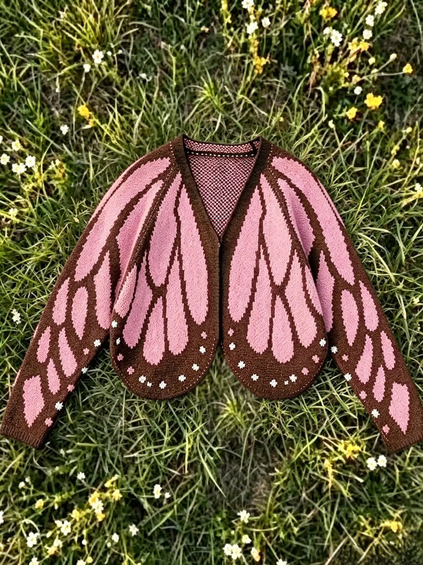 Women's Trendy Butterfly Wings KnitCardigan, Front Open V Neck, Bat Sleeve ShortDesign, Casual Fashion Knitwear Knit Coat forVacation Parties