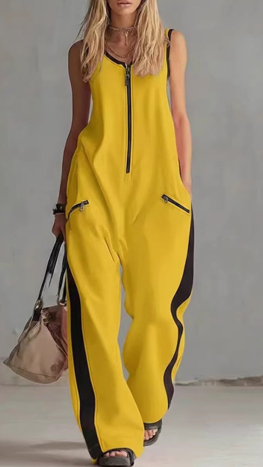 Women's Color-Block Cotton Jumpsuit