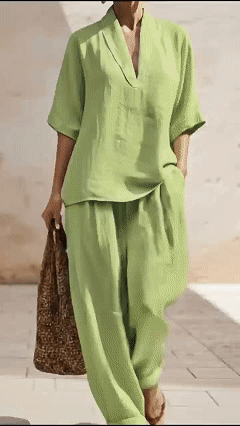 Plus Size Friendly New Arrivals🔥 Women's Casual Cozy Minimalist Linen Two-piece Set