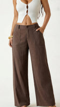 Women's  High-Waist Cotton-Blend Wide-Leg Pants