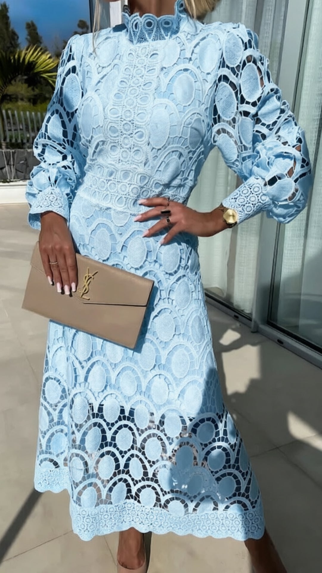 Women's Lace Cotton-Blend Midi Dress