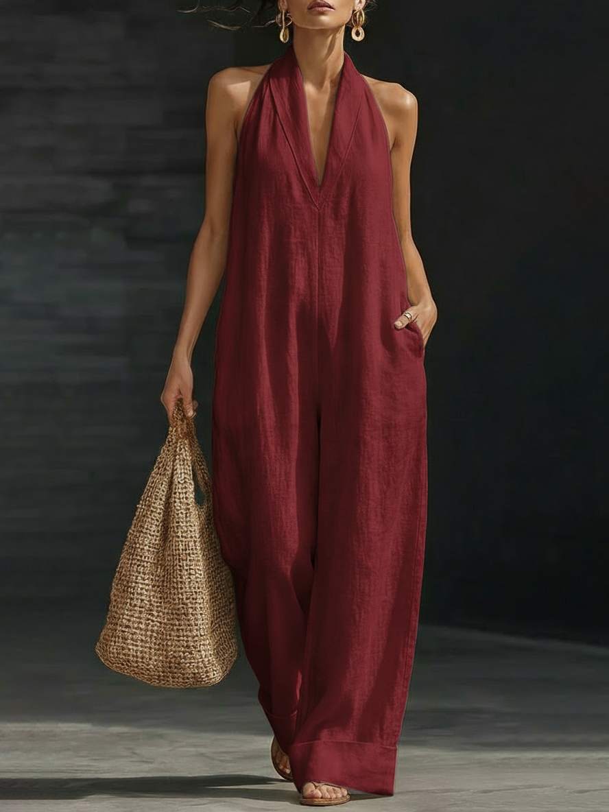 Plus Size Friendly Minimalist And Elegant Cozy Linen Jumpsuit