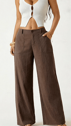 Women's  High-Waist Cotton-Blend Wide-Leg Pants