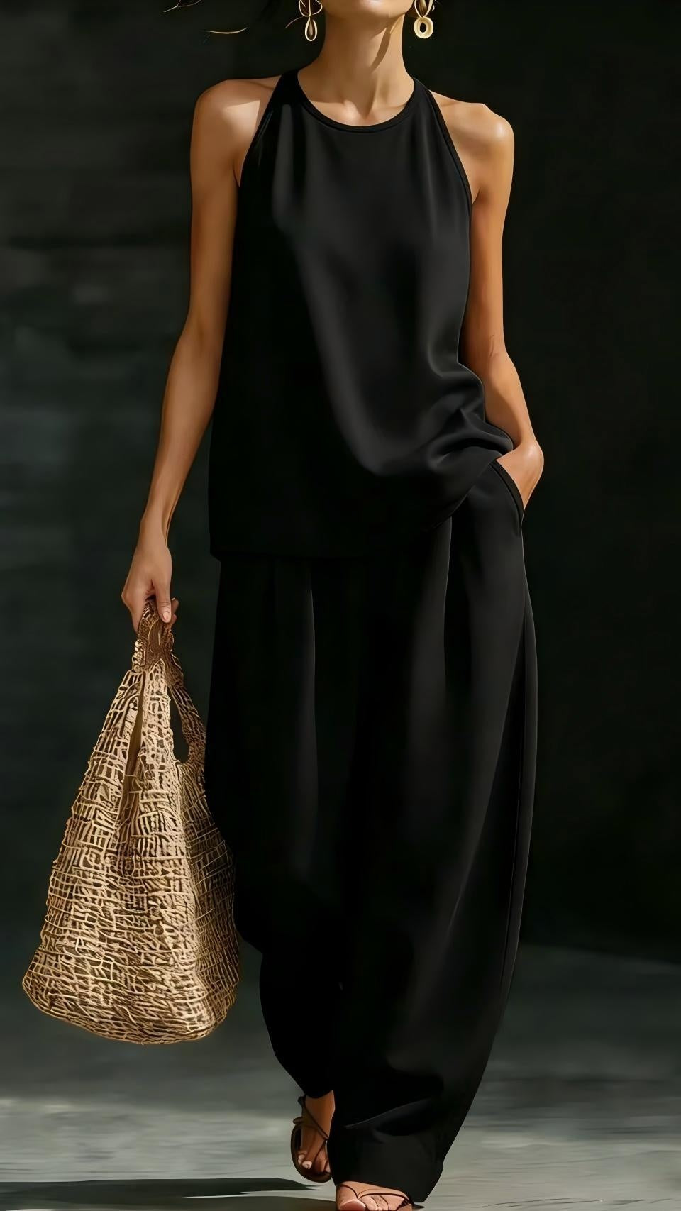 Women's Round-Neck Sleeveless Stylish Casual Set