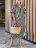 New🔥 Striped Buttoned Vacation Dress
