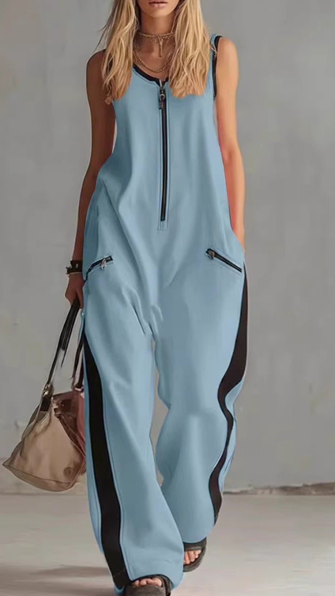 Women's Color-Block Cotton Jumpsuit