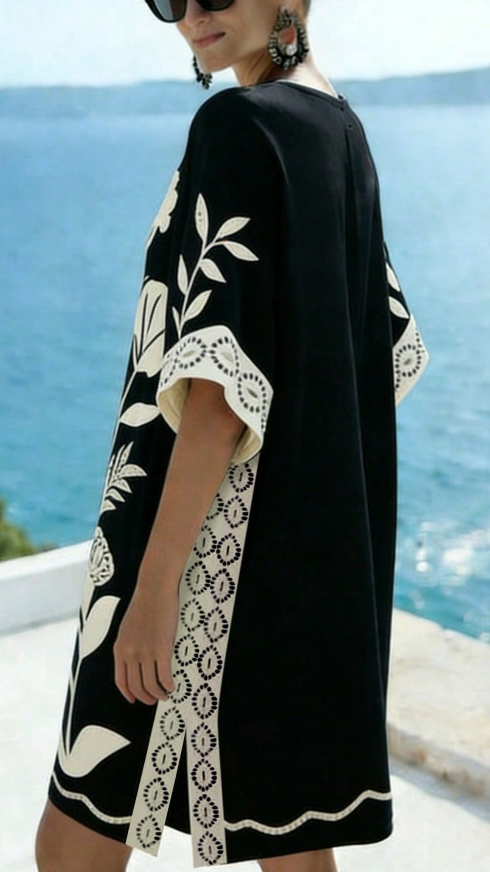 Women's Loose-Fit Printed V-Neck Casual Vacation Dress