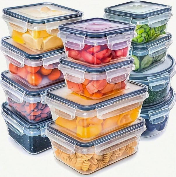 12 Pack Food Storage Containers With Airtight Lids, Meal Prep Containers, Lunch Office Meal For Freezer And Dishwasher.