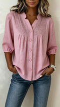Women's  Crochet Detail Cotton-Blend Blouse
