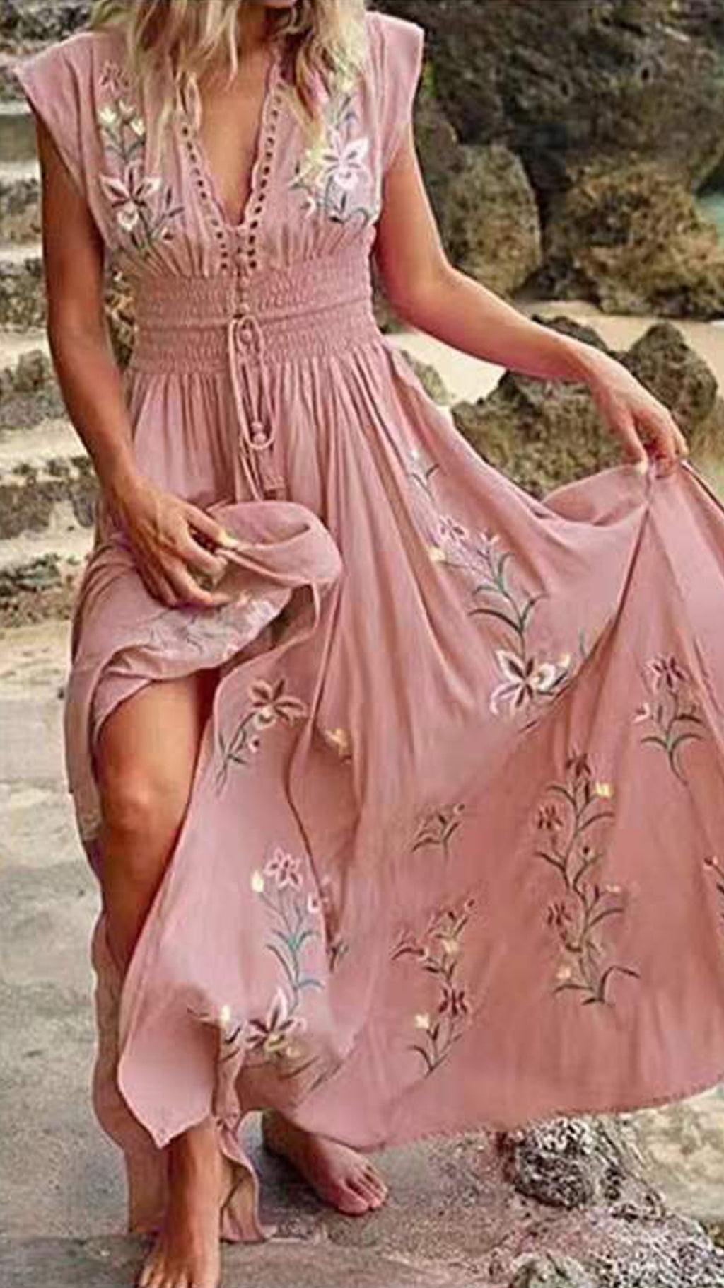 Women's   Floral  Cotton-Blend Maxi Dress