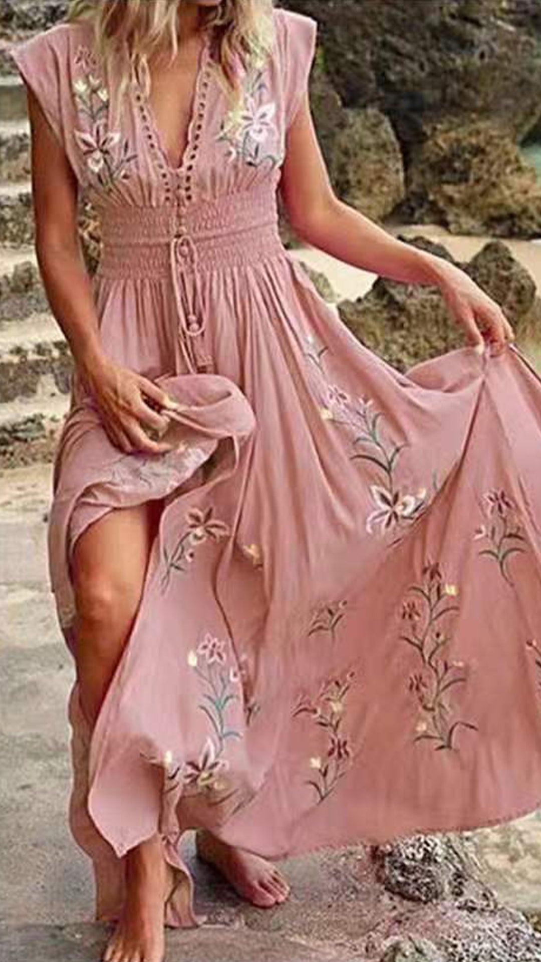 Women's   Floral  Cotton-Blend Maxi Dress