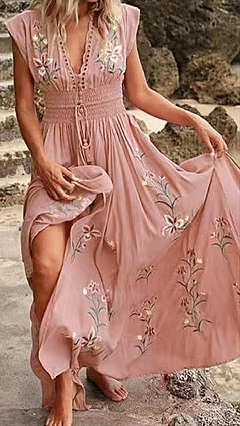 Women's   Floral  Cotton-Blend Maxi Dress