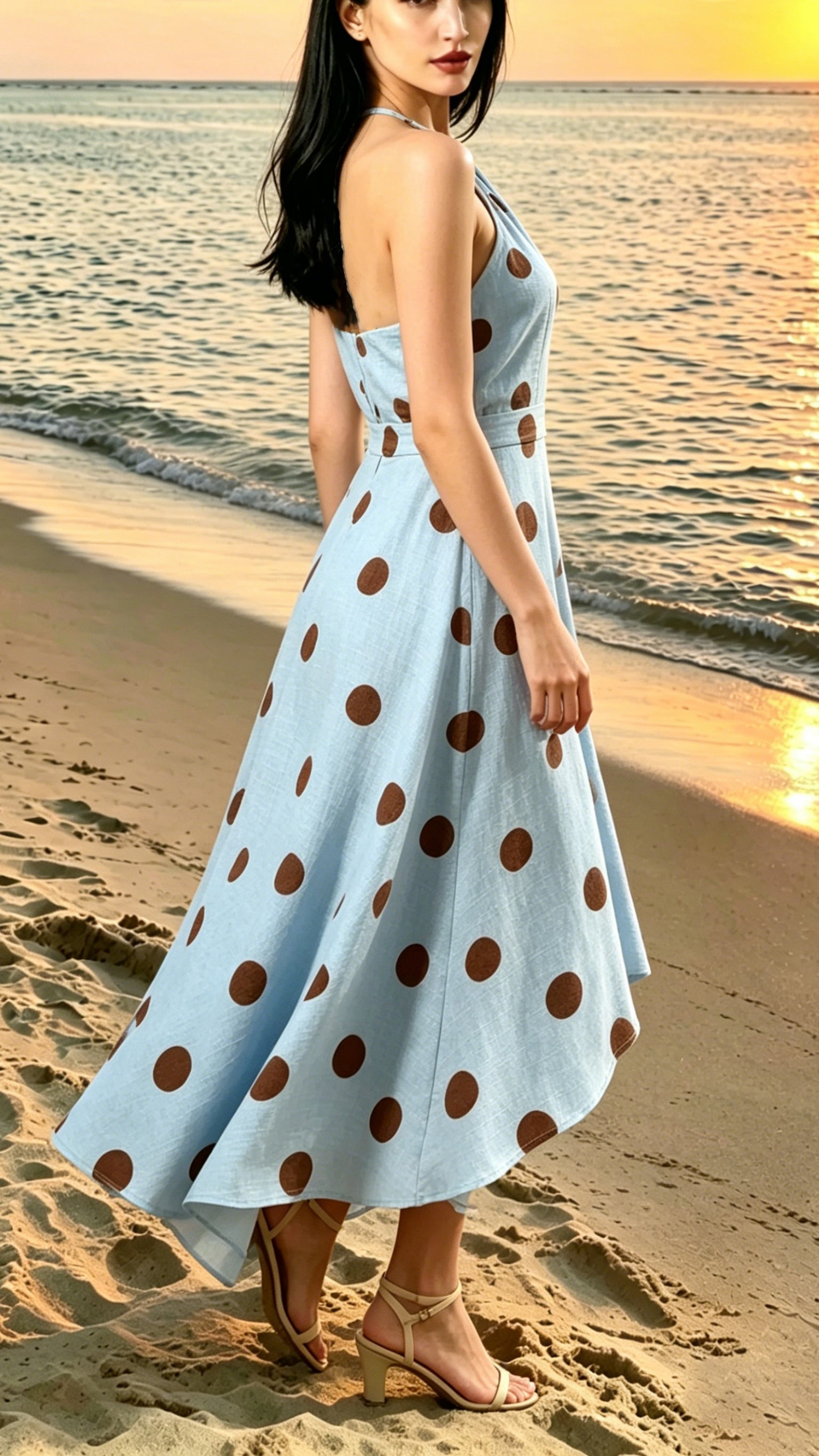 Women's Polka-Dot Halter Dress