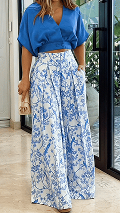 Women's  Print Cotton-Blend Two-Piece Set