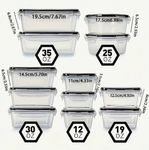 12 Pack Food Storage Containers With Airtight Lids, Meal Prep Containers, Lunch Office Meal For Freezer And Dishwasher.